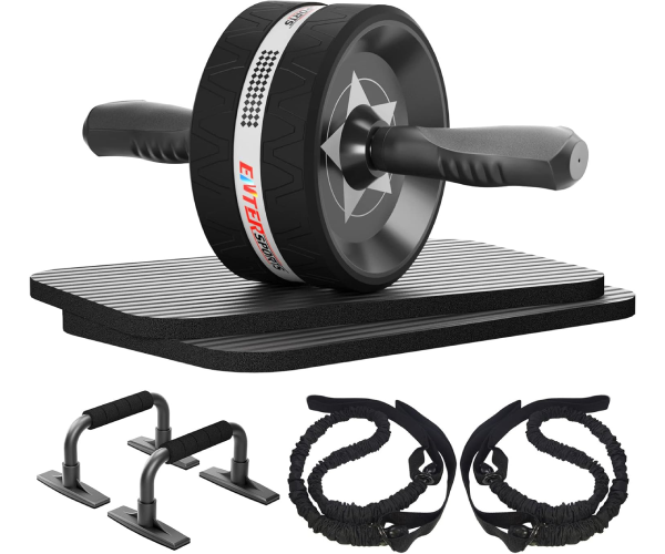 entersports bauchroller, 6 in 1 bauchtrainer mit fitnessband, liegestützen, kniematte, fitnessgerät entersports bauchroller, 6 in 1 bauchtrainer mit fitnessband, liegestützen, kniematte, fitnessgerät